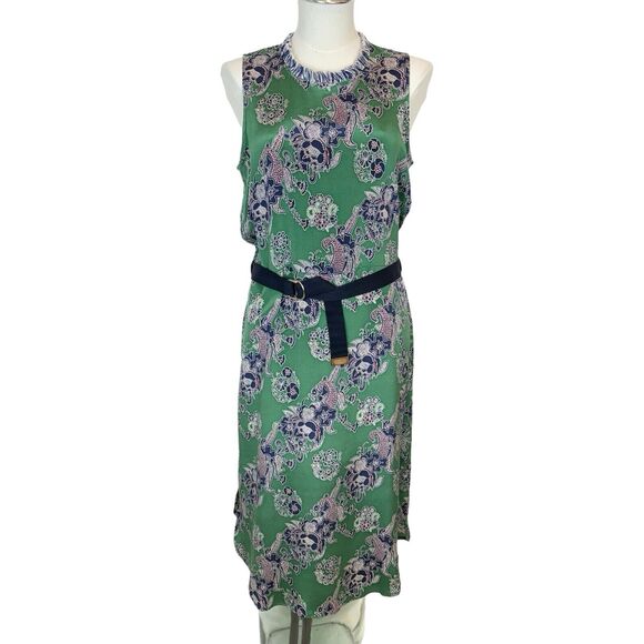 Sea New York Dresses & Skirts - EUC Sea New York Silk Sleeveless Midi Dress. Sz 8 Belted Pockets Fringe Green